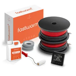 Fastwarm 100W Electric Underfloor Heating Cable Kit - 29m - WiFi Black Thermostat