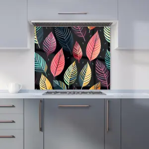 Colourful Leaves Pattern Premium Glass Kitchen Splashback W900mm x H750mm