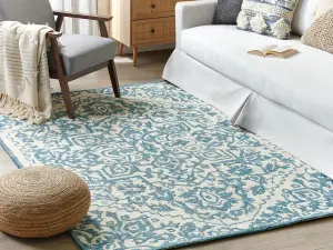 Wool Area Rug 200 x 200 cm White and Blue AHMETLI