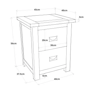 Padua 2 Drawer Bedside Table Brass Drop Handle