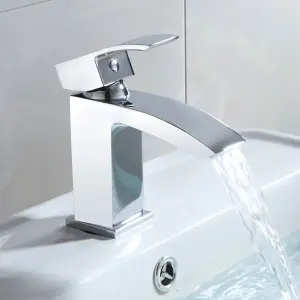 Nes Home Arke Contemporary Basin Sink Chrome Mono Mixer Tap + Waste