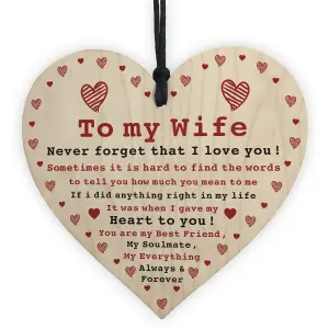 Wife Gift For Anniversary Valentines Day Wooden Heart Soulmate Gifts For Her