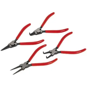 Premium 4 Piece 180mm Circlip Pliers Set with Spring Loaded Jaws and Non-Slip Tips