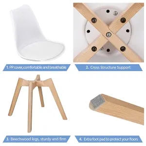 Yaheetech Pack of 4 White Dining Chairs with Beech Wood Legs