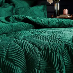 Paoletti Palmeria Quilted Embroidered Velvet Duvet Cover Set