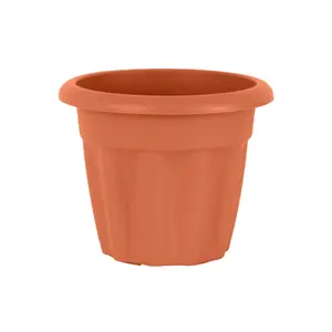 Wham 6x Vista Plastic Planter, Round Garden Plant Pot, Extra Small Floor Pot (25cm, 4.5L, Pack of 6) Made in UK (Terracotta)