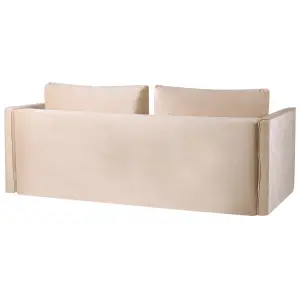 Beliani Modern Sofa Bed EKSJO Beige Velvet