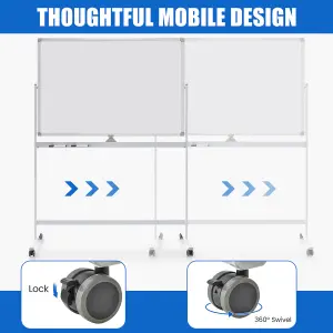 Costway Portable Double-Sided Magnetic Mobile Whiteboard Adjustable Rolling Erase Board