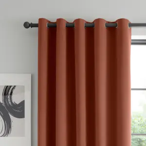 Catherine Lansfield Wilson Blackout Thermal  117x183cm Curtains Two Panels Terracotta