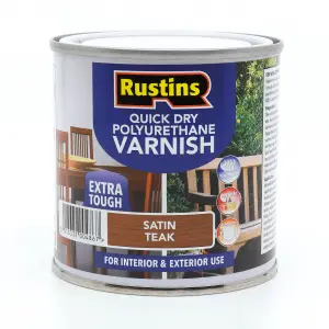 Rustins Quick Drying Polyurethane Varnish Satin Teak 250ml