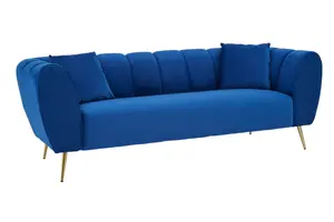 Interiors by Premier Classic Midnight Velvet Sofa, Luxury Sofa For Bedroom, Versatile Outdoor 3 Seater Sofa, Modern Settee Sofa