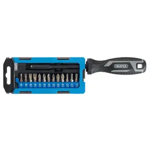 Draper Soft Grip Magnetic Screwdriver and Bit Set, 1/4" x 100mm (14 Piece)  13438