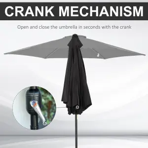 Outsunny Patio Umbrella Parasol Sun Shade Garden Aluminium Black 2.7M