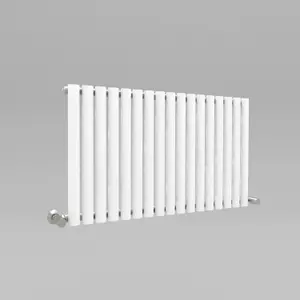 White Oval Tube 600x1003mm Horizontal Single Panel Heated Towel Radiator