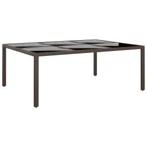 Berkfield Garden Table with Glass Top Brown 200x150x75 cm Rattan