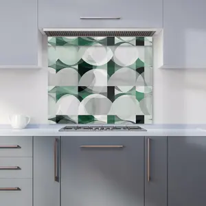 Geometric Grey Green Premium Glass Kitchen Splashback W600mm x H600mm