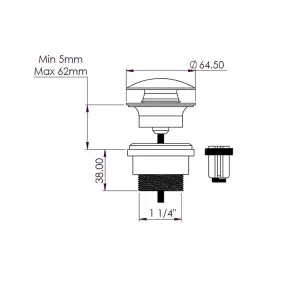 Aquadry Oria Tall Matt Black Round Sink or worktop Tap