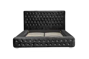 Birlea Grande Double Bed Black Crushed Velvet