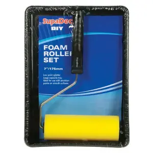 SupaDec Foam Roller & Tray Set Black (7in)