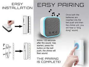 Uni-Com 98476+W96001 Portable Door Chime White UNC68426