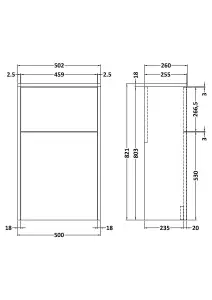 Floor Standing WC Toilet Unit (Pan & Cistern Not Included), 500mm - Woodgrain Graphite Grey