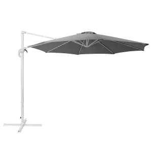 Cantilever Garden Parasol 3 m Dark Grey and White SAVONA