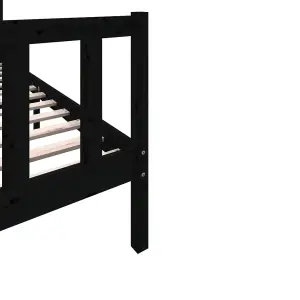 Berkfield Bed Frame Black Solid Wood Pine 100x200 cm