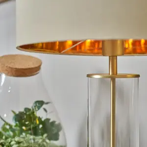 Glass Table Lamp Beige/Gold