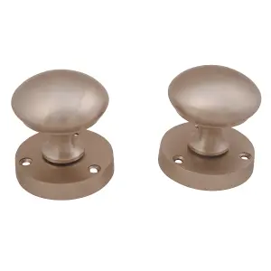 Satin Nickel effect Zamak Round Door knob (Dia)53mm, Pair