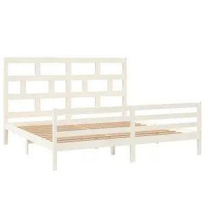 Berkfield Bed Frame White Solid Wood Pine 200x200 cm