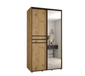 Cannes XI Mirrored Sliding Door Wardrobe W130cm - Elegant Oak Artisan Storage Solution