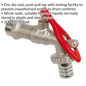 Lockable Drum Tap - 3/4" BSP - Zinc Die-Cast - Nitrile Seals - Push Pull Tap