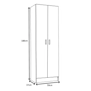 VITA 2 Door Utility Storage 4 Shelf Cupboard in Matt White