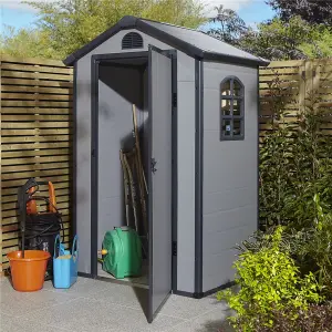 4 x 3 Single Door Apex Plastic Shed (Light Grey)