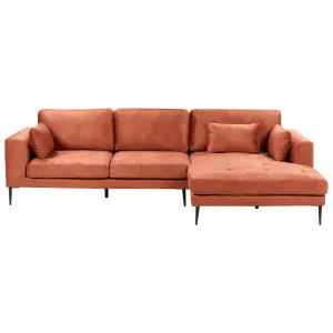 Corner Sofa FLAM Orange Velvet Left Hand