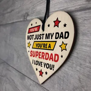 Novelty Dad Gift For Fathers Day Wood Heart Superhero Theme Birthday Gift For Dad