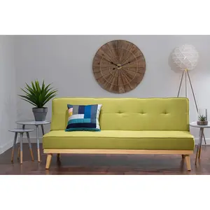 Interiors by Premier 3 Seat Green Sofa Bed, Comfy Padded Velvet Seat, Built to Last Bedroom Sofa, Easy to Clean Lounge Sofa