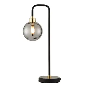 First Choice Lighting Set of 2 Matt Black and Smoked Glass Table Lights