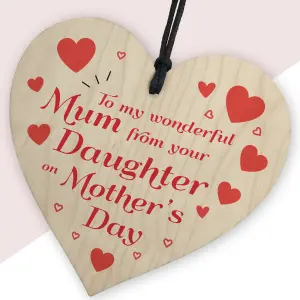 Red Ocean Mothers Day Gifts From Daughter  Wooden Hanging Heart Keepsake Gift For Mum  Mother's Day Gifts From Daughter