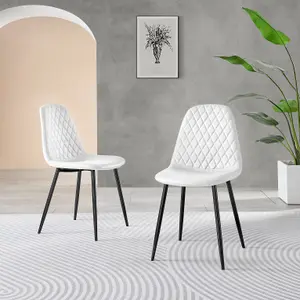 Furniturebox UK Santorini Brown Round Table  & 4 White Corona Black Leg Chairs