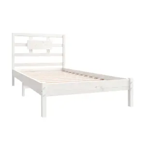 Berkfield Bed Frame White Solid Wood 100x200 cm