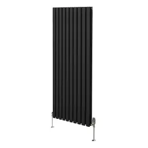 Oval Column Radiator & Valves - 1600mm x 600mm - Black