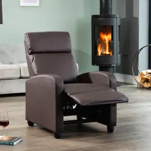 Henderson Manual Push Back Recliner Bonded Leather Armchair - Brown