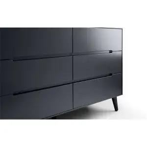 Retro Anthracite Wide Chest - 6 Drawers