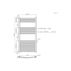 Rinse Bathrooms Smart WiFi Thermostatic Electric Bathroom Curved Heated Towel Rail Radiator with Timer 1200x600mm - Chrome