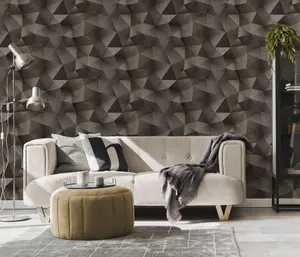 3D Diamond Geometric Textured Metallic Vinyl Wallpaper in Mocha