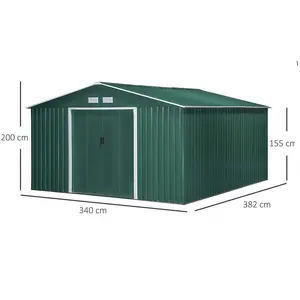 11 ft. W x 13 ft. D Metal Garden Shed Green