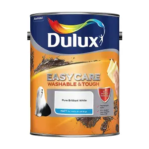 Dulux Easycare Pure brilliant white Matt Wall & ceiling Emulsion paint, 5L