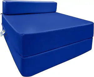 Fold Out Single Z Bed Futon Sofa Chair Mattress - Dark Blue