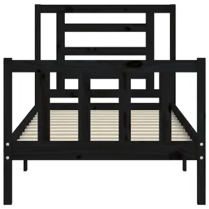 Berkfield Bed Frame with Headboard Black 90x200 cm Solid Wood